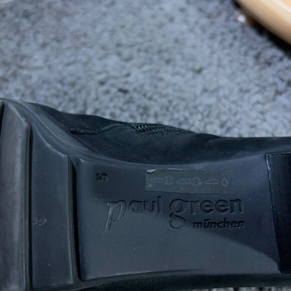 Paul Green Ankle Boots Women Size 7 Black Nubuck Leather Heeled Booties Side Zip - Picture 8 of 9